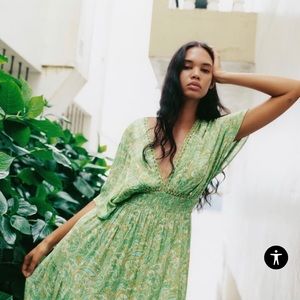 Zara Beaded Printed Midi Dress -NWT XS